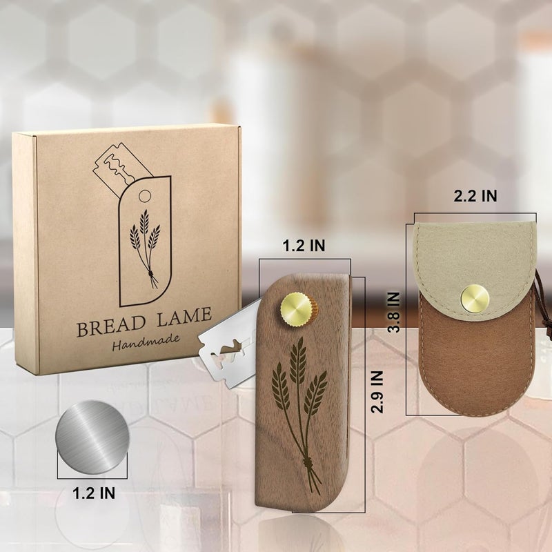 Handmade Magnetic Bread Lame Sourdough Scoring Tool Easy Scoring Knife for Bread Baking Scorer Cutter for Homemade Slashing with 10 Razor Blades - Storage Bag Included - Ergonomic Handle - Black Walnut - Image 3